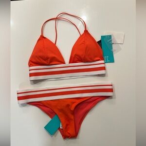 H&M Women’s Orange Stripe Bikini Set